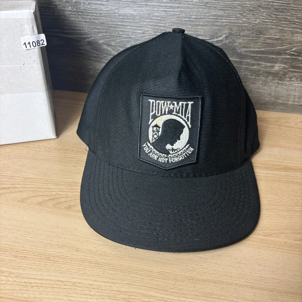 Vintage POW MIA Hat Cap Snap Back Black Trucker Adjustable
